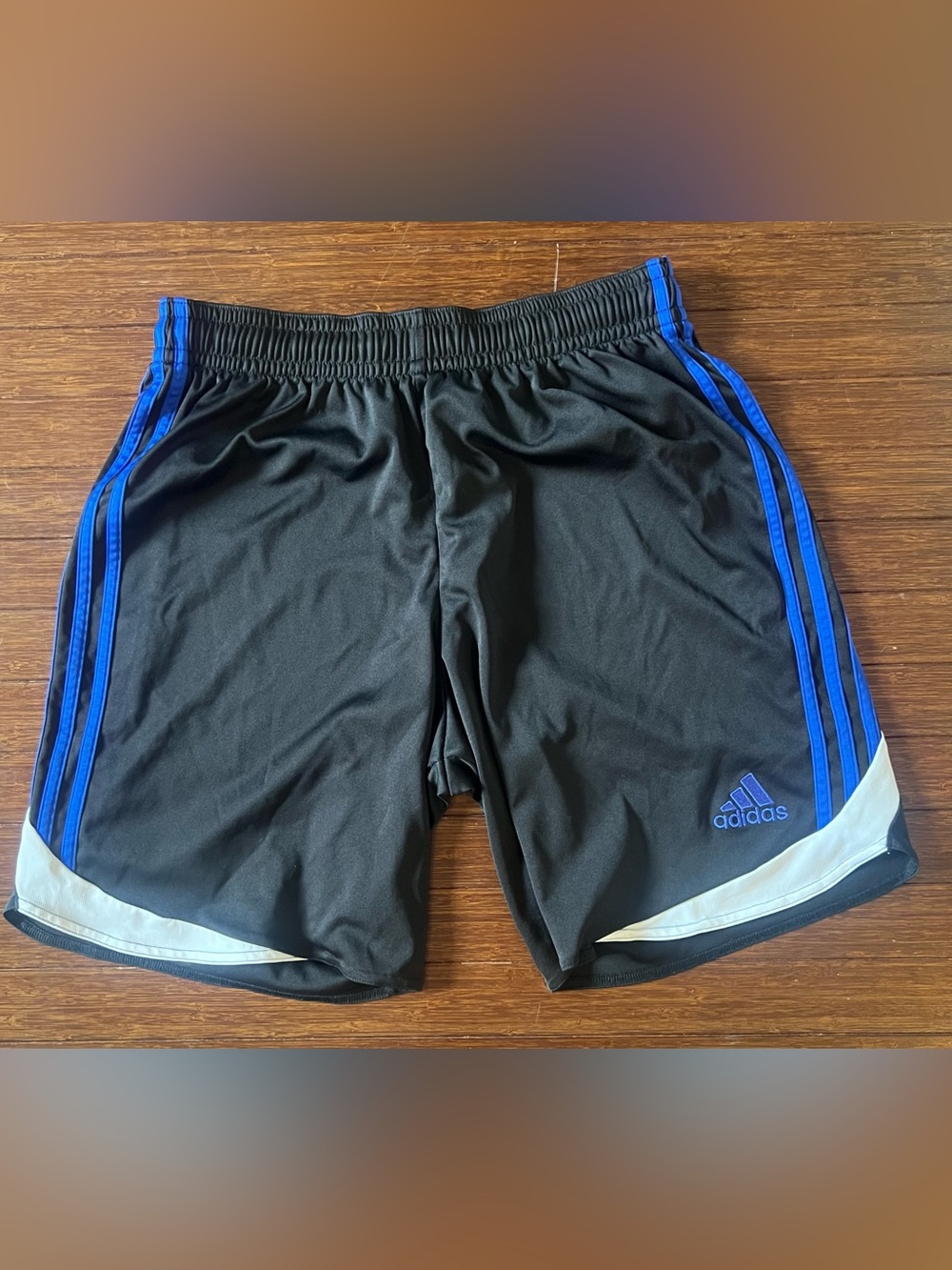 Adidas Blue Black 3 Stripe Climacool Shorts Mens Soccer Stretch size large L